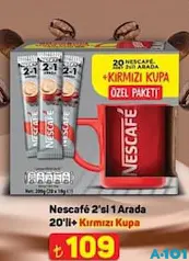 NESCAFE 2'Sİ 1 ARADA KAHVE 20'Lİ + KIRMIZI KUPA NESCAFE 2'Sİ 1 ARADA KAHVE 20'Lİ + KIRMIZI KUPA
